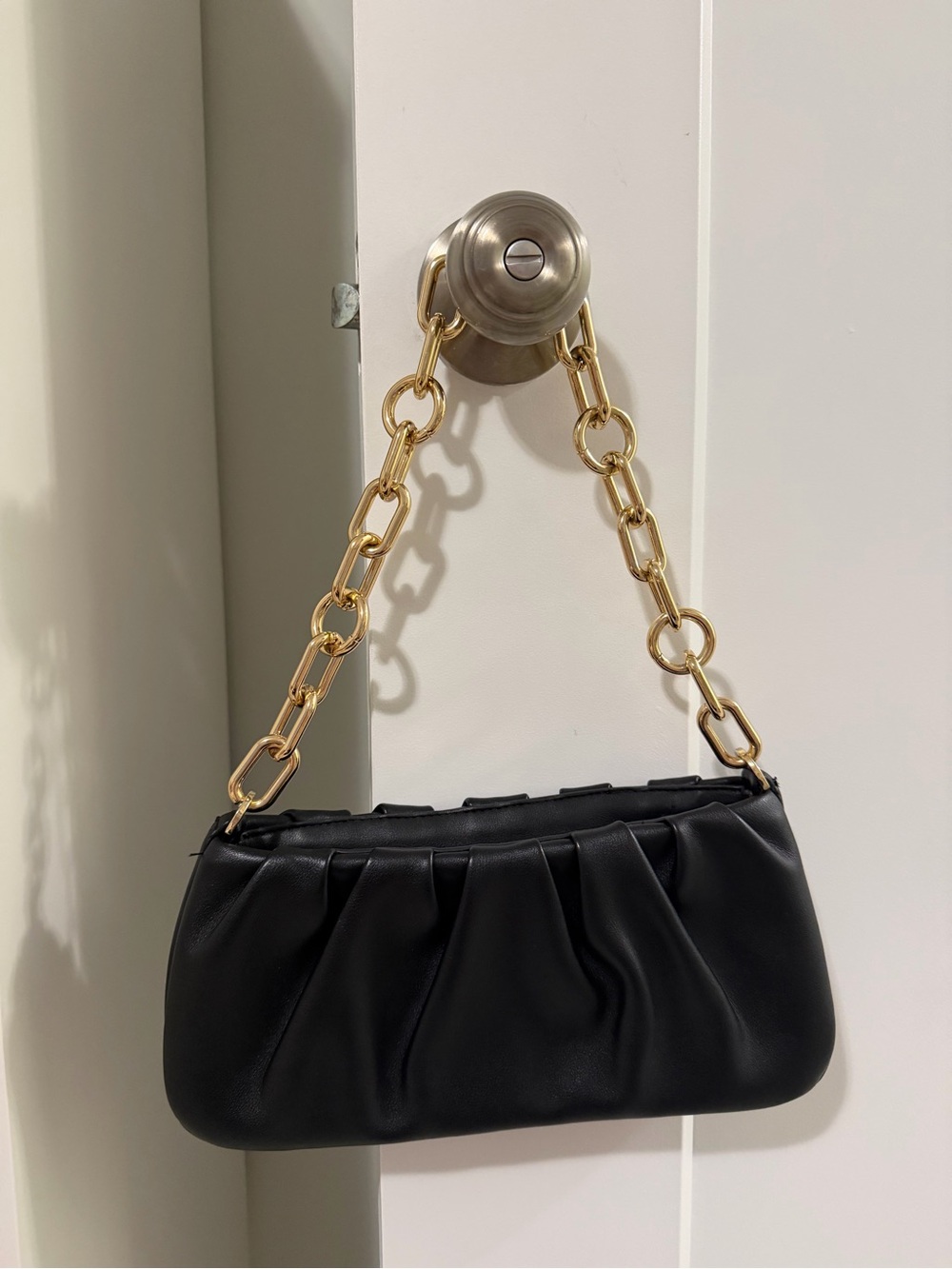 Black Chain-Handle Shoulder Bag